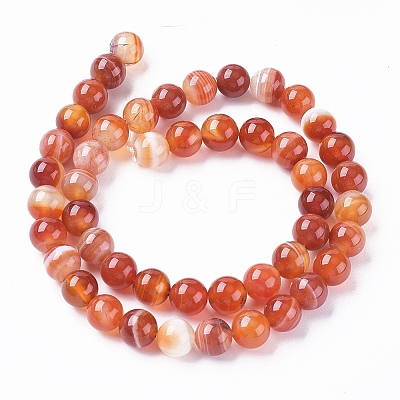 Natural Striped Agate/Banded Agate Beads X1-G-G582-6mm-59-1