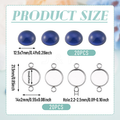 20Pcs 304 Stainless Steel Cabochon Connector Settings DIY-TA0015-44B-1