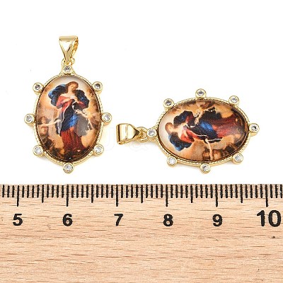 Brass Pave Clear Cubic Zirconia Pendants KK-L275-20G-1