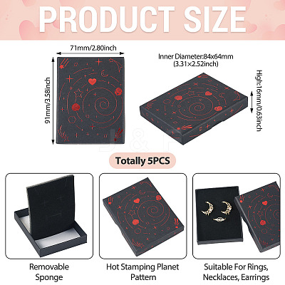 5Pcs Hot Stamping Planet Cardboard Jewelry Packaging Boxes CON-TA0001-44A-1