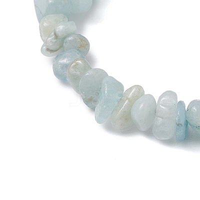 Natural Aquamarine Chips Stretch Bracelets for Women Men BJEW-JB11341-05-1