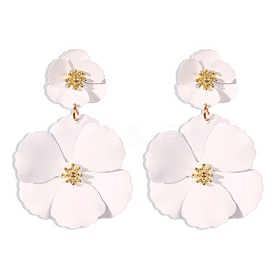 Flower Baking Paint Alloy Dangle Stud Earrings FS-WG1427E-05-1