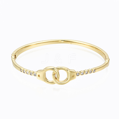 Brass Micro Pave Clear Cubic Zirconia Bangles BJEW-T018-02G-NF-1