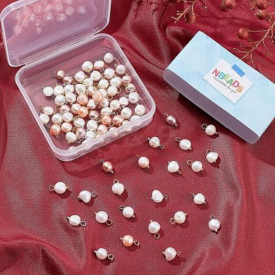 80pcs 4 Styles Natural Cultured Freshwater Pearl Charms PEAR-NB0001-65-1