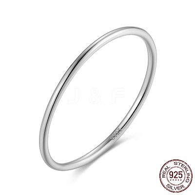 Rhodium Plated 925 Sterling Silver 1mm Thin Finger Rings RJEW-C064-03B-P-1