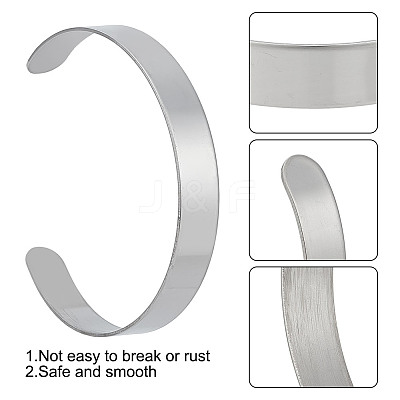 10Pcs 304 Stainless Steel Open Cuff Bangles BJEW-GO0001-02A-1