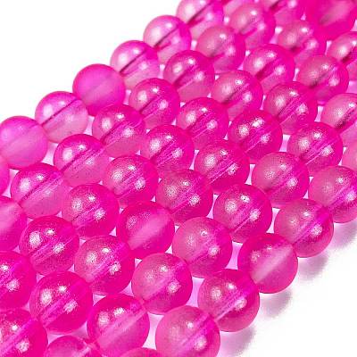 Frosted Transparent Glass Bead Strands X1-GLAA-P065-8mm-11-1