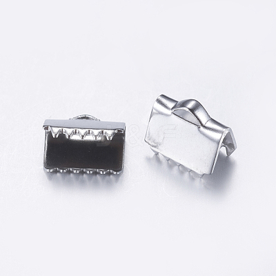 Tarnish Resistant 304 Stainless Steel Ribbon Crimp Ends STAS-L198-07P-1