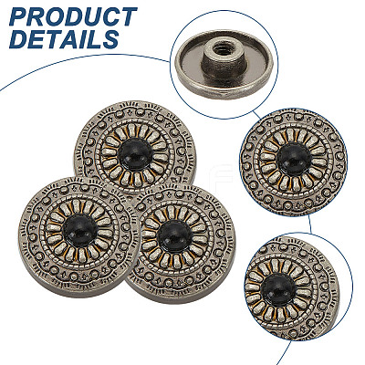 15Pcs 1-Hole Alloy & Plastic Beads Buttons BUTT-HY0001-11B-1