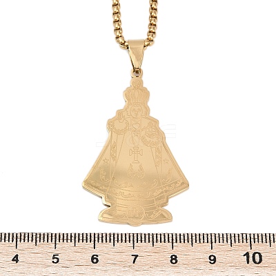 201 Stainless Steel Saint Benedict Medal Pendant Necklaces NJEW-K283-37G-1
