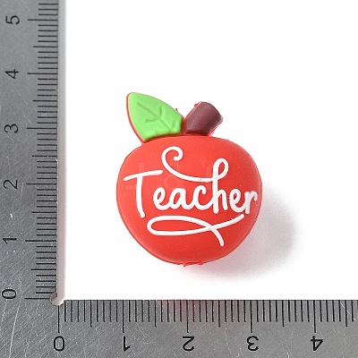 Cartoon Double Sided Apple with Word Thank you Silicone Beads SIL-V001-09A-1