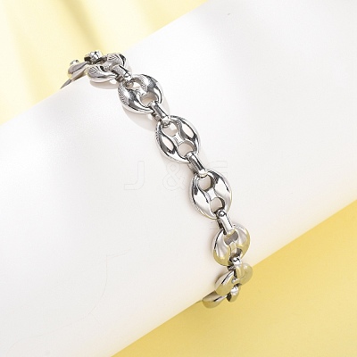 304 Stainless Steel Coffee Bean Link Chain Bracelets for Women Men LS-BJEW-F529-10A-P-1
