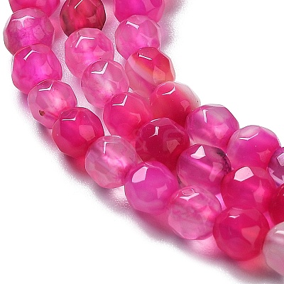Faceted Natural Striped Agate/Banded Agate Beads Strands X-G-F447-4mm-H08-1
