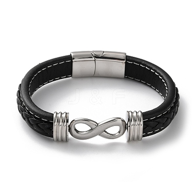 Braided Microfiber Leather Cord Bracelets for Men BJEW-Z081-07P-02-1