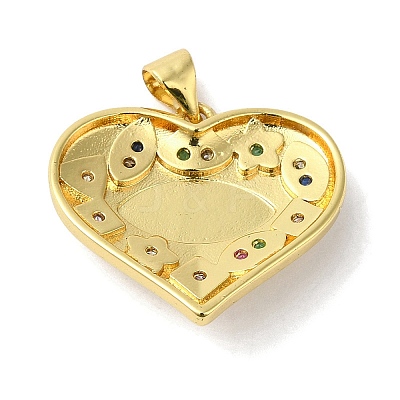 Rack Plating Brass Micro Pave Cubic Zirconia Pendants KK-F854-07G-1
