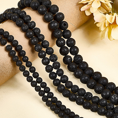 5 Strands Natural Lava Rock Round Beads Strands G-LT0001-02C-02-1