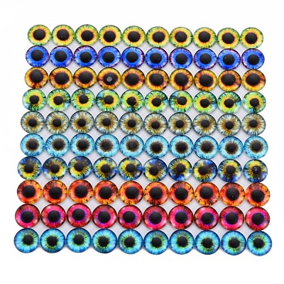 Luminous Eye Printed Glass Cabochons GGLA-WHC0002-10mm-1