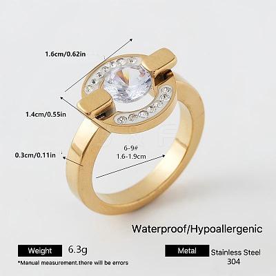 303 Stainless Steel Micro Pave Cubic Zirconia Finger Rings for Women UQ1288-1-1