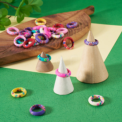30Pcs Handmade Polymer Clay Finger Rings RJEW-TA0001-11A-1