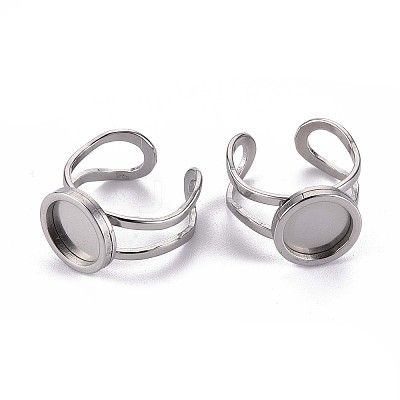 Tarnish Resistant 201 Stainless Steel Cuff Ring Findings STAS-S080-040A-P-1