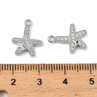 Brass Micro Pave Clear Cubic Zirconia Charms KK-C155-24P-1
