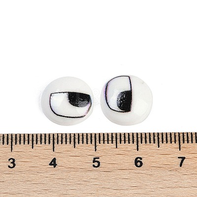 White and Black Flat Round Cartoon Resin Cabochons LS-CRES-Q009-01C-1
