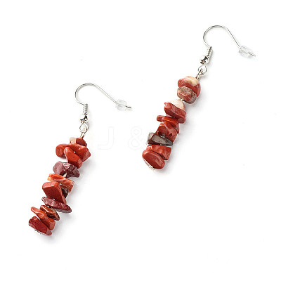 Natural Red Jasper Chip Beads Dangle Earrings EJEW-JE04649-04-1