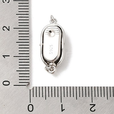 Rhodium Plated 925 Sterling Silver Peanut Bayonet Clasps STER-G038-18P-1