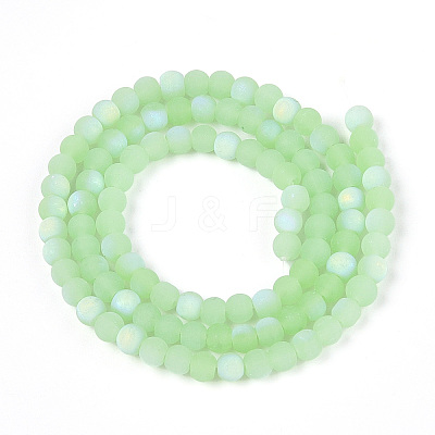 Frosted Imitation Jade Glass Beads Strands GLAA-T032-J4mm-MBB03-1