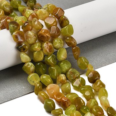 Natural Yellow Green Opal Beads Strands G-P497-01E-34A-1