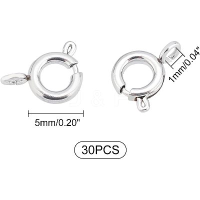 30Pcs 304 Stainless Steel Spring Ring Clasps STAS-UN0028-99-1