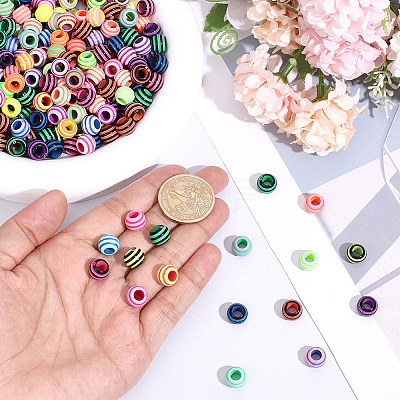 400Pcs 2 Colors Spray Painted Acrylic European Beads SACR-PA0001-28-1