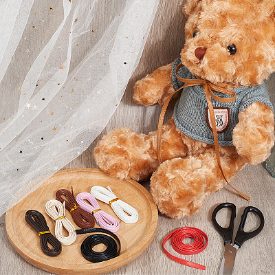8Pcs 8 Colors Flat PU Leather Cord DIY-GF0009-58-1