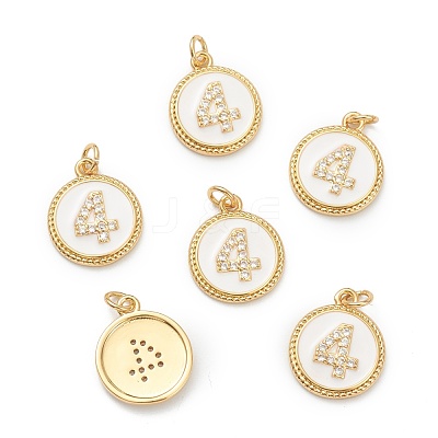 Brass Micro Pave Clear Cubic Zirconia Charms ZIRC-J040-44G-04-1