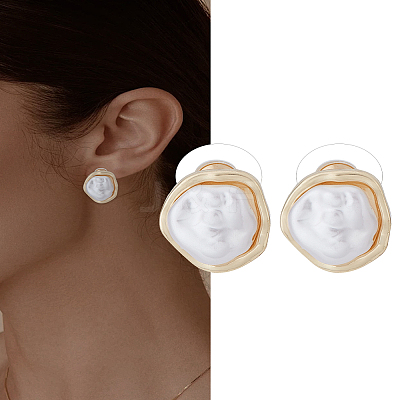 1Pair Baroque Alloy & Imitation Pearl Stud Earrings EJEW-LP0008-014-1