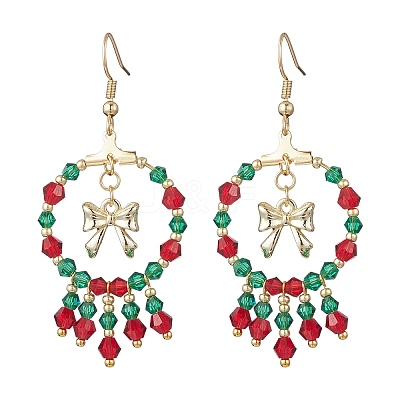 Christmas Themed Handmade Glass Seed Beads Dangle Earrings EJEW-MZ00488-01-1