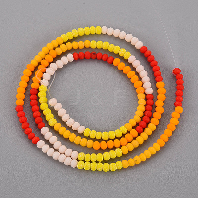 Opaque 7 Colors Frosted Glass Beads Strands FGLA-T002-02A-A03-1