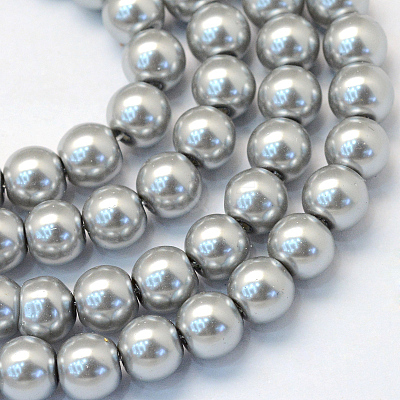 Baking Paint Pearlized Glass Pearl Round Bead Strands HY-Q003-10mm-34-1