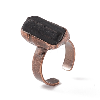 Gemstone Irregular Nugget Open Cuff Ring RJEW-I082-01R-1