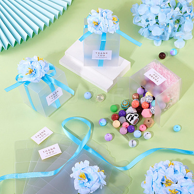 Clear PVC Candy Gift Packaging Boxes with Ribbon & Artificial Flower CON-TAC0001-20B-1