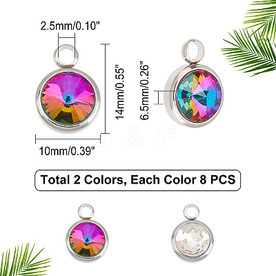 16Pcs 2 Color Glass Charms GLAA-DC0001-02-1