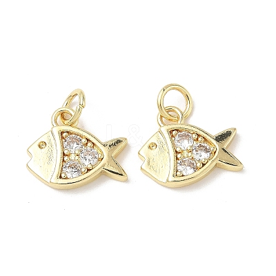 Brass Micro Pave Cubic Zirconia Charms KK-C104-08G-1