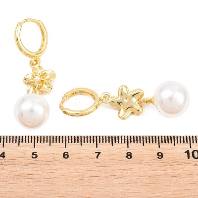 Valentine's Day Flower Brass Hoop Earrings EJEW-Z164-03G-1