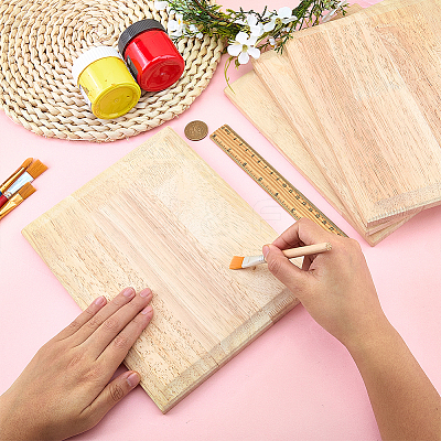 4Pcs Unfinished Rubber Wood Timber Board WOOD-FG0001-66C-1