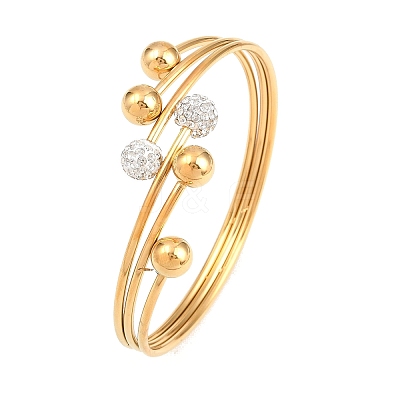 304 Stainless Steel & Rhinestone Cuff Bangles BJEW-E113-01G-1