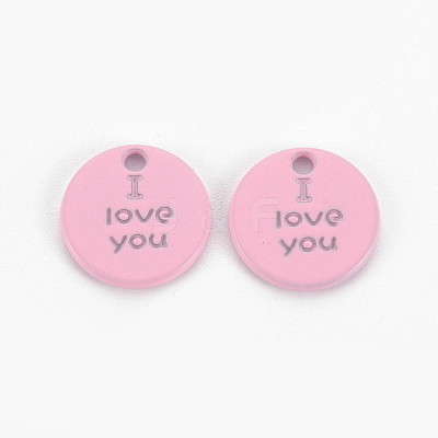 Spray Painted Alloy Charms for Valentine's Day PALLOY-Q433-027B-RS-1