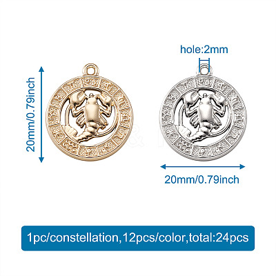 2 Sets 2 Colors Zinc Alloy Jewelry Pendant Accessories FIND-FW0001-06-1