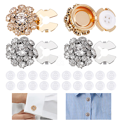 Brass Rhinestone Cufflinks & Acrylic Shirt Buttons Sets BUTT-PH0001-47-1