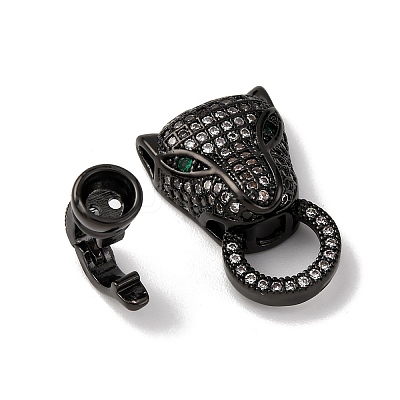 Brass Micro Pave Cubic Zirconia Fold Over Clasps ZIRC-L062-K01-M-1-1