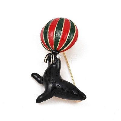 Sea Lion Playing Ball Enamel Pins JEWB-M070-01G-1